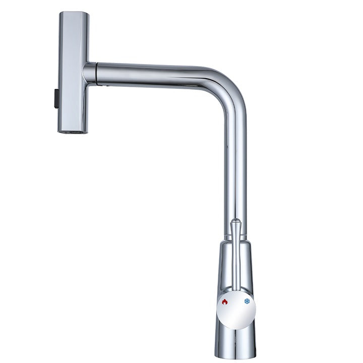 Professioneller Küchenarmatur, 3 Funktionen, Silber, Hammerschlagform