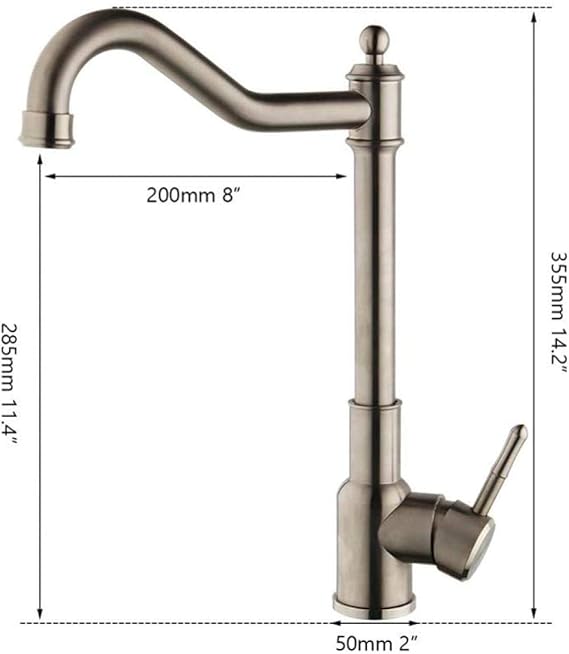 Küchenarmatur, gebürstete Silberoberfläche, 360° drehbar, 2 Auslaufarten, modernes Design
