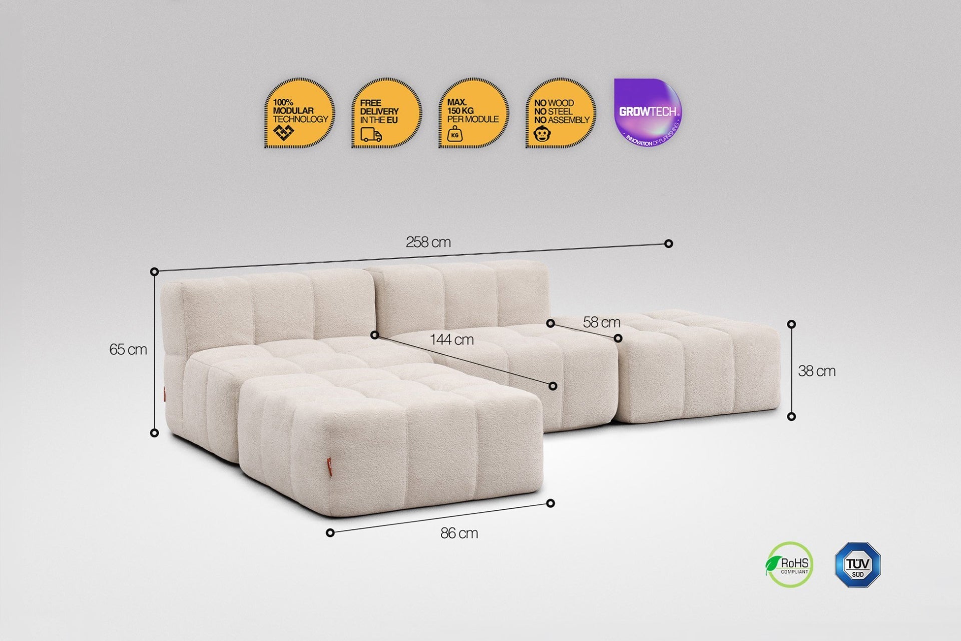 4 Teiliges Modulares Sofa – Beige