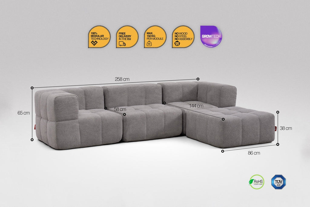 4 Teiliges Modulares Sofa – Grau