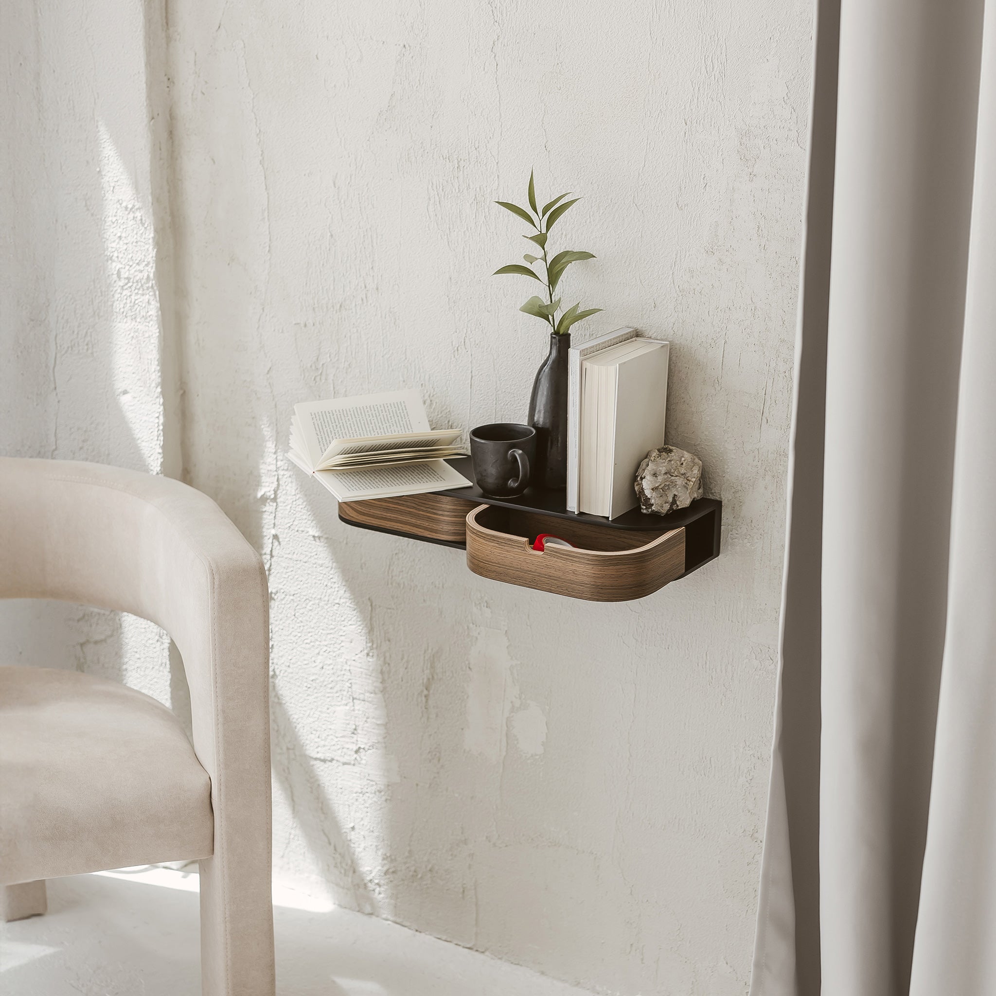 Floating Shelf with Two Drawers, Vanity Desk, 4 Colors
