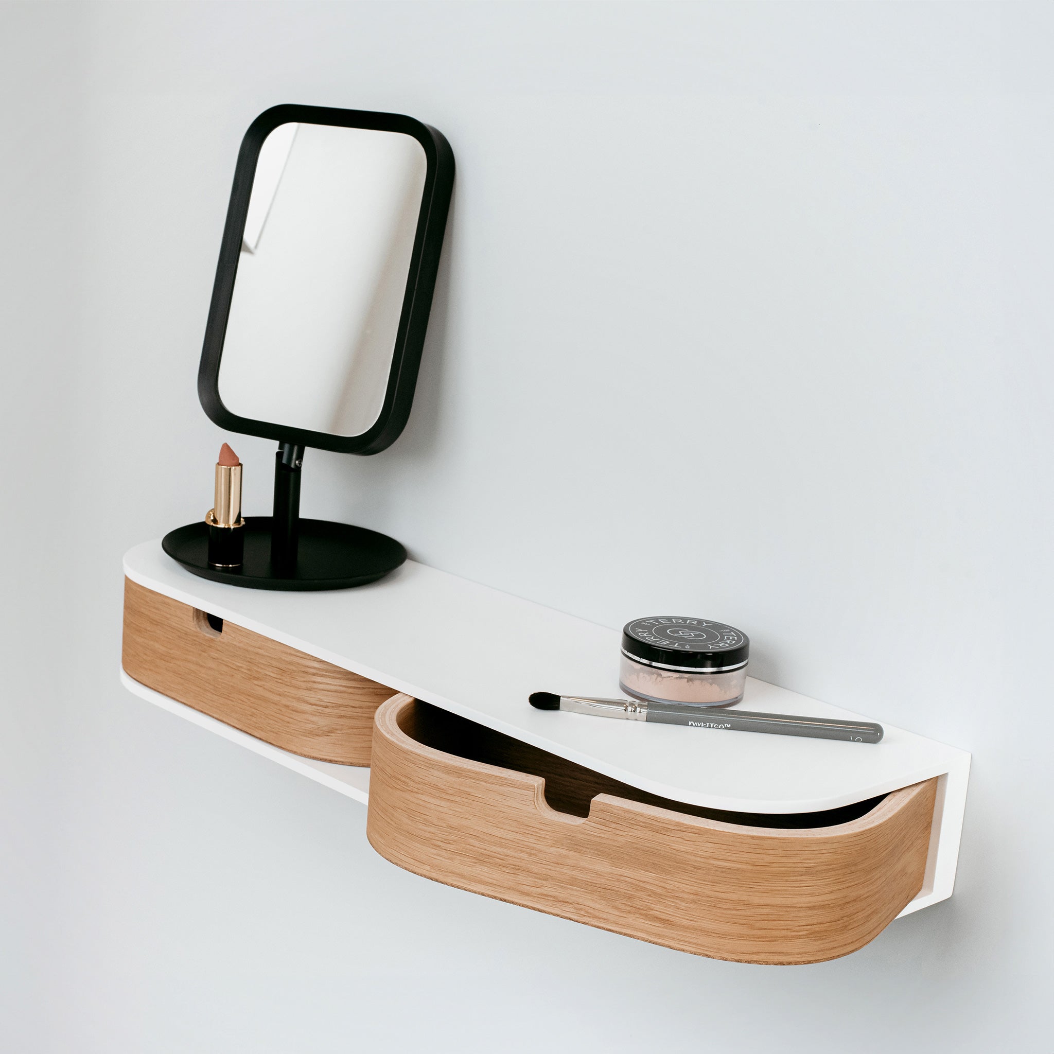 Floating Shelf with Two Drawers, Vanity Desk, 4 Colors