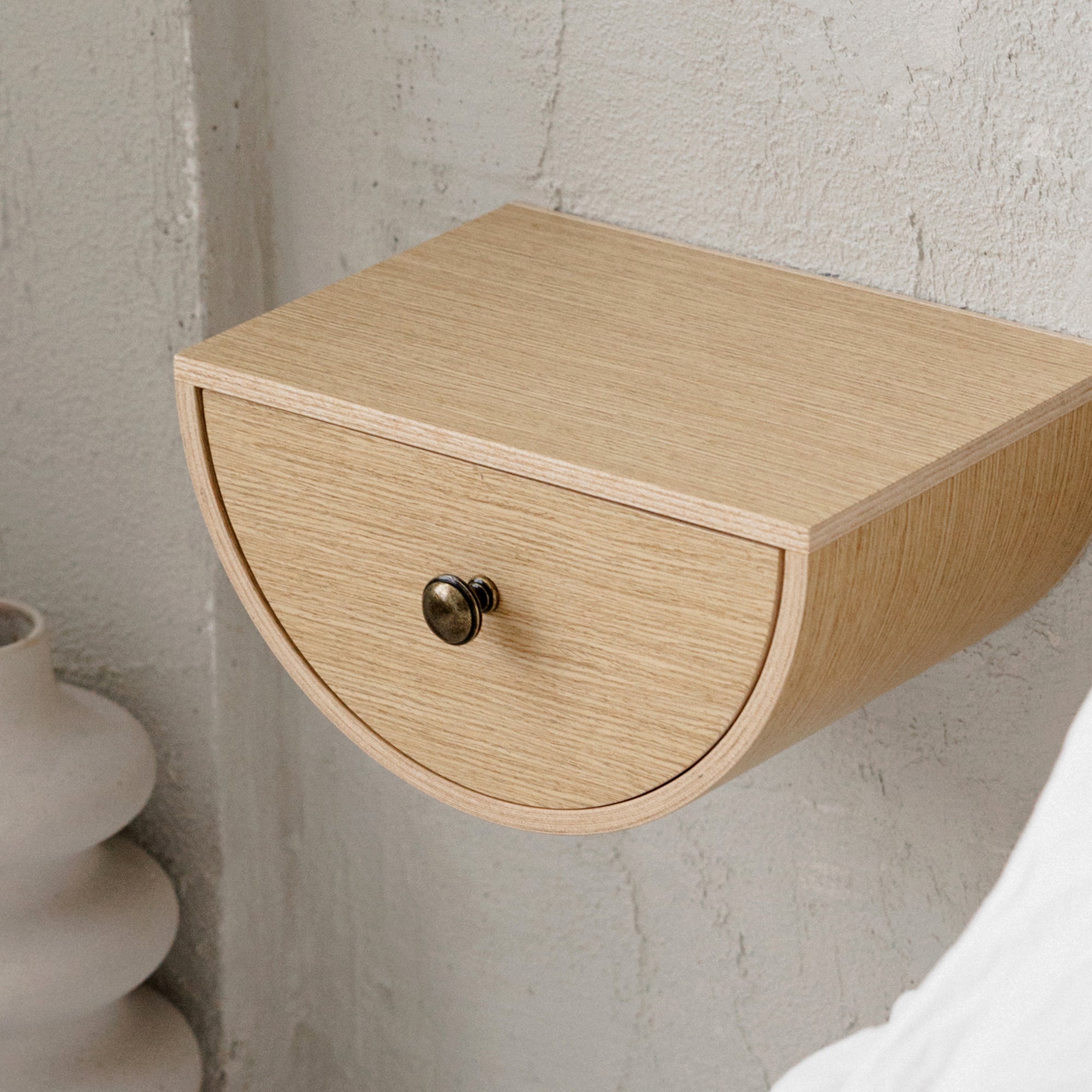 Wooden minimalist wall drawer shelf, Bedroom nightstand drawer