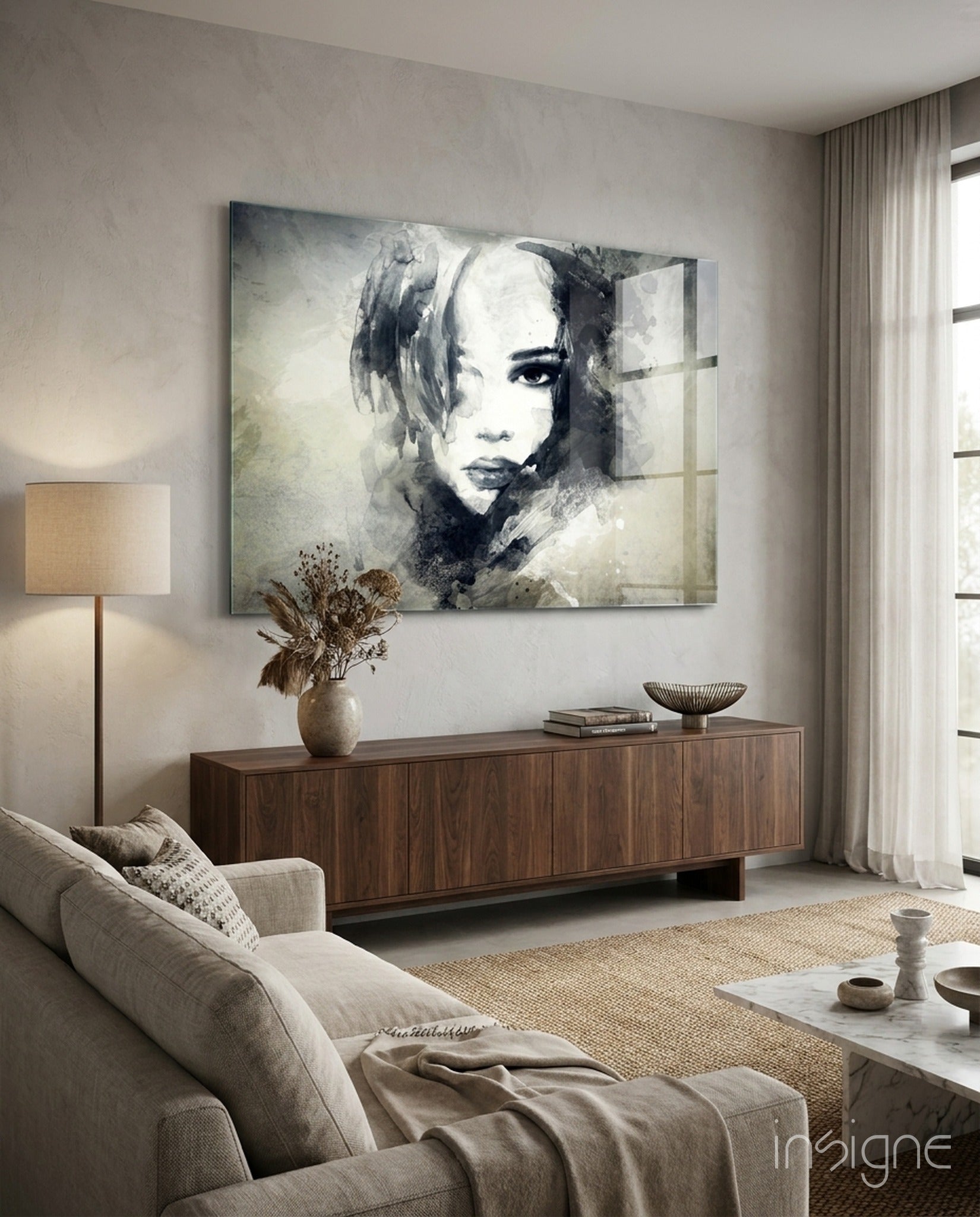 Woman Portrait Glass Wall Art