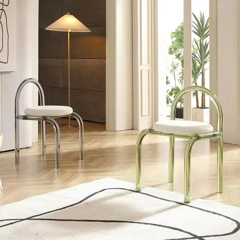 Sechs Farben Kristall Schminkstuhl Moderne Acrylmöbel Einzigartiger Relax Lounge Esszimmerstuhl Klare Salonmöbel Haushaltsartikel