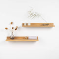 2 Floating Wooden Shelves - Oak Wall Shelf for Home Decor & Storage