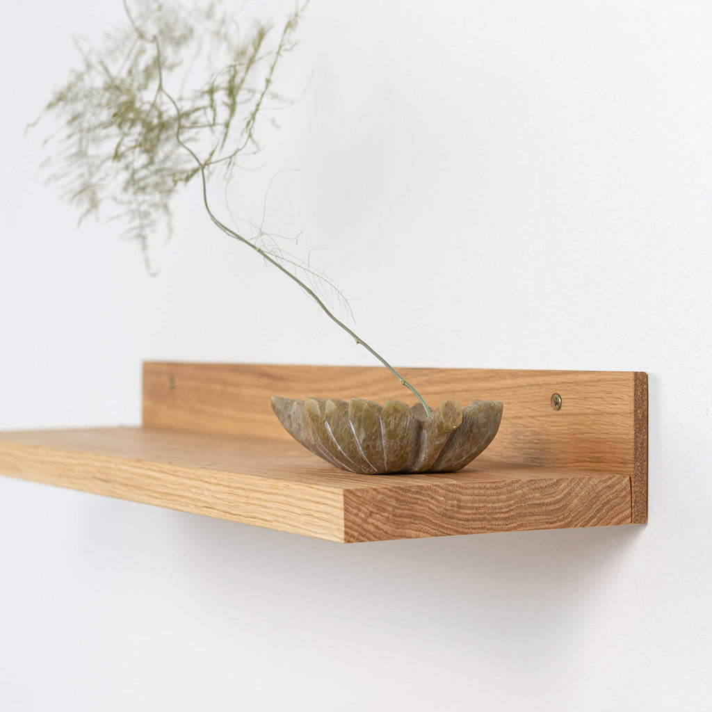 2 Floating Wooden Shelves - Oak Wall Shelf for Home Decor & Storage